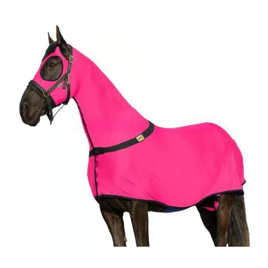 Попона для лошади на все тело с капюшоном на молнии, обертышем для живота, эластичная дышащая, для пони, эластичный чулок, слинки с защитой шеи, конные принадлежности