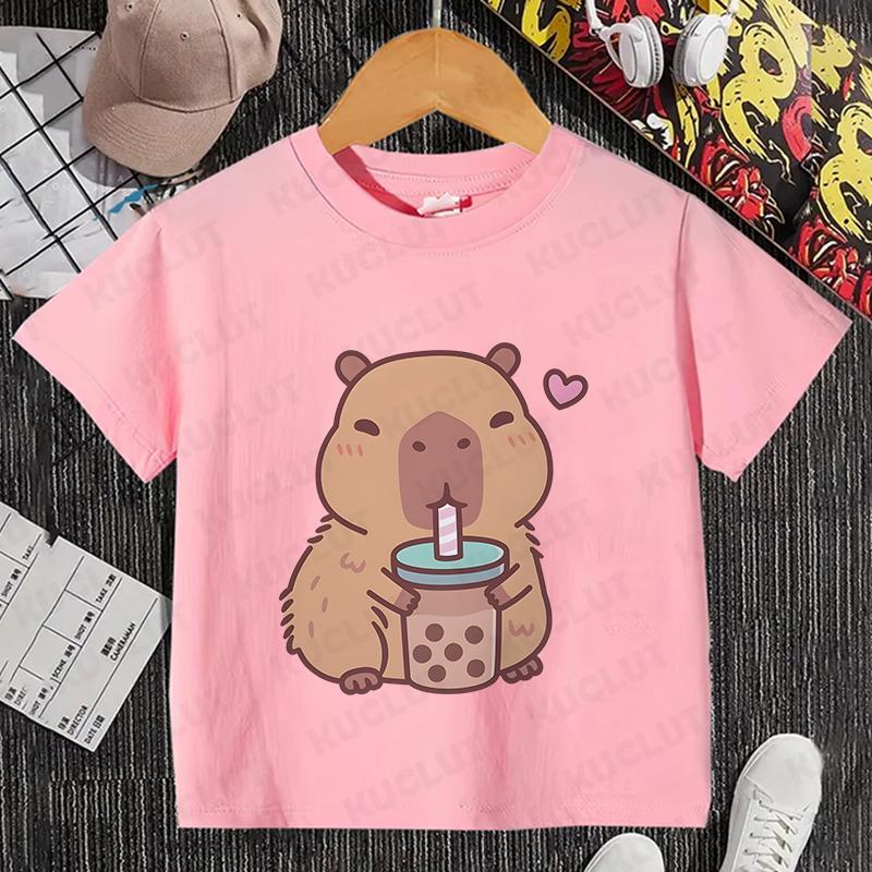 Детская одежда Kawaii Cartoon Anime Capybara футболка с коротким рукавом Cute Capybara Lover Animal Capybaras Harajuku футболка подарок