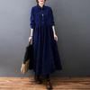2025 Spring and Autumn New Loose Age-reducing Warm Corduroy Splicing Thin Medium and Long Dress Women