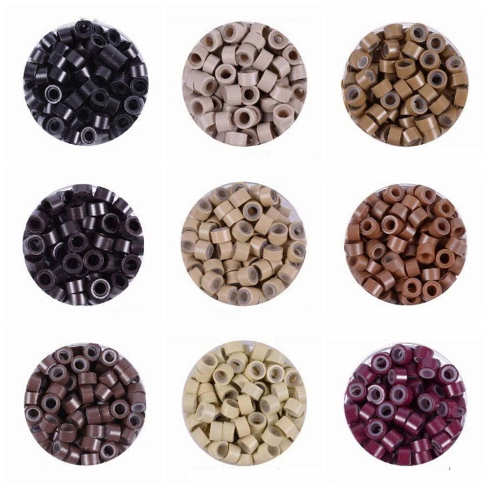 100 шт. колечки для волос микро-связующие звенья обжимные бусины кольца бусины микро-силиконовые кольца с подкладкой