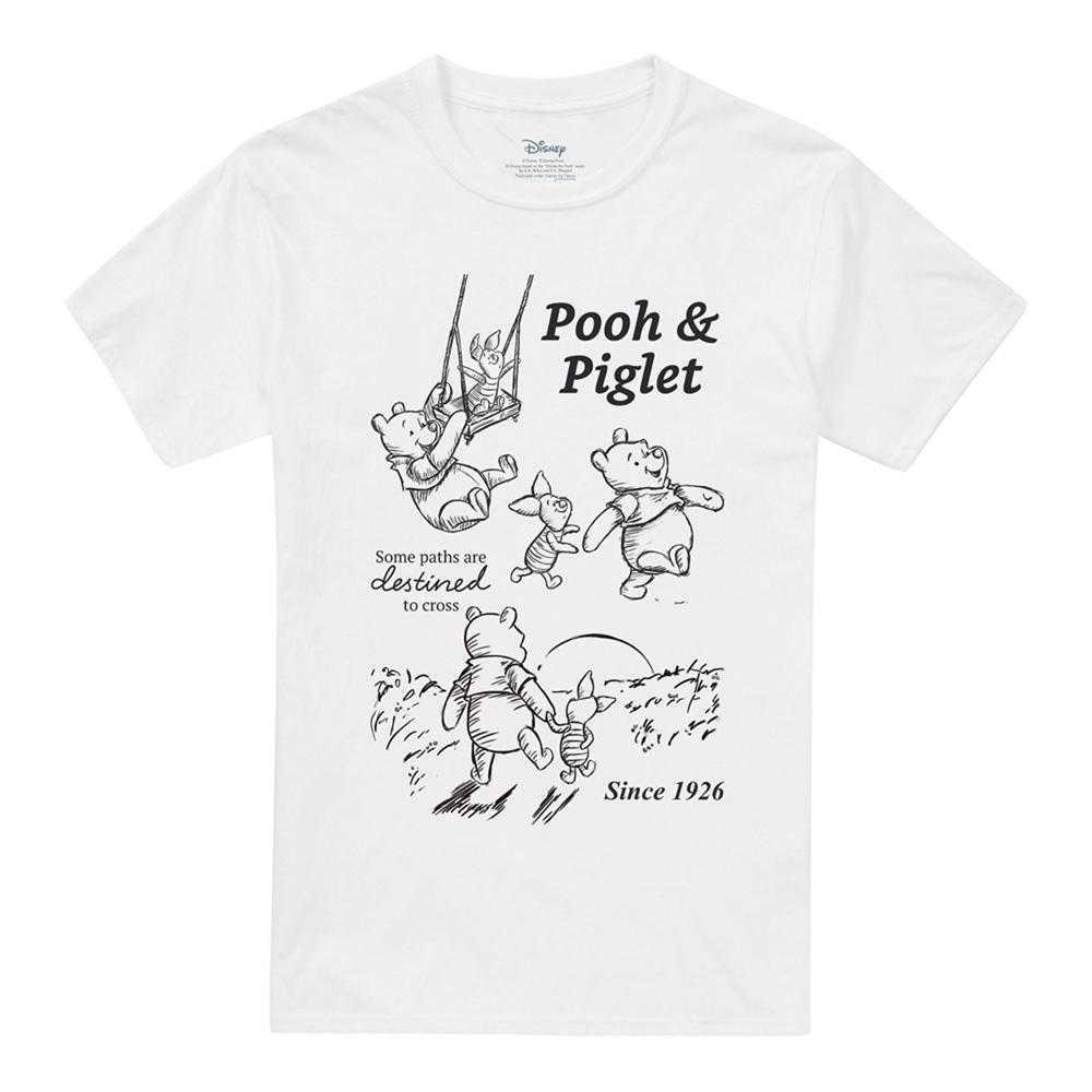 Winnie the Pooh Unisex Adult Friendship Piglet Sketch T-Shirt