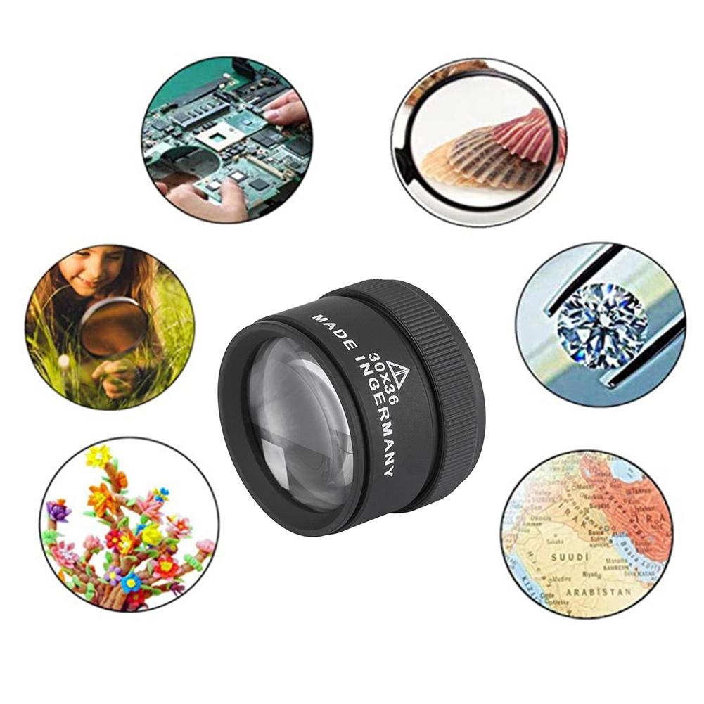 30X Magnifying Glass Optical Lens Magnifier Coin Watch Repair Loupe (Black)