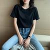Pure cotton versatile t-shirt women's short sleeved new loose and thin style with solid color inside, slimming top JS