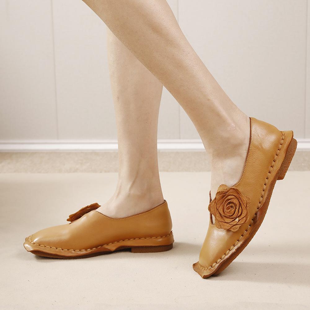GKTINOO Ретро Цветок Мягкая Подошва Женская Обувь на Весну/лето 2025 Новые Натуральная Кожа Мелкие Универсальные Слипоны Балетки