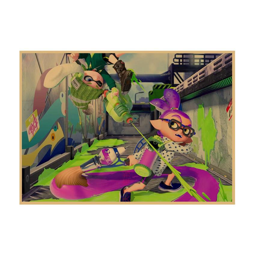 Splatoon Spray Warriors Ретро Аниме Постер для Игровых Комнат