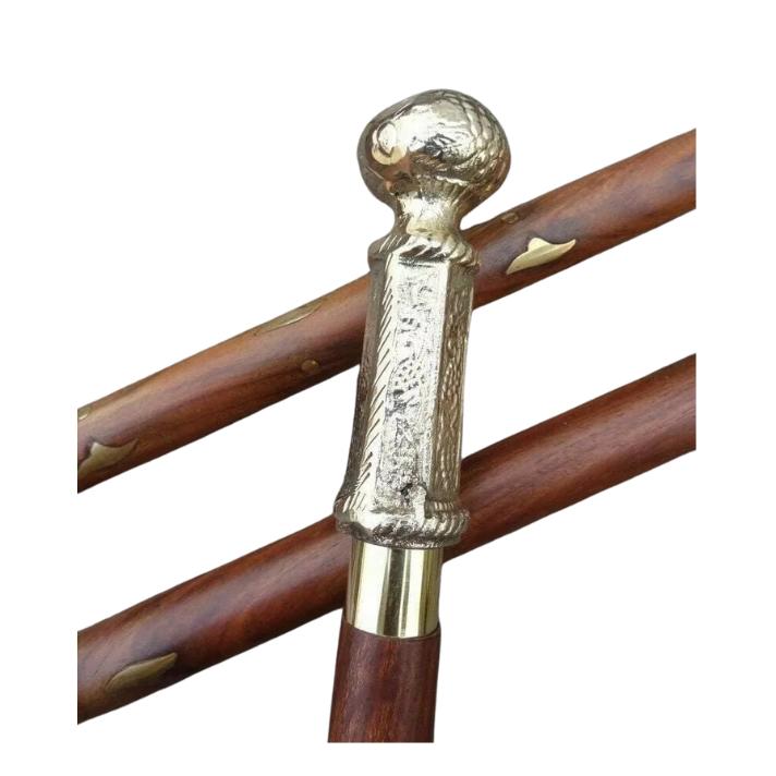 Латунная античная отделка Royal Art Knob Head Handle Brown Wooden Walking Trost