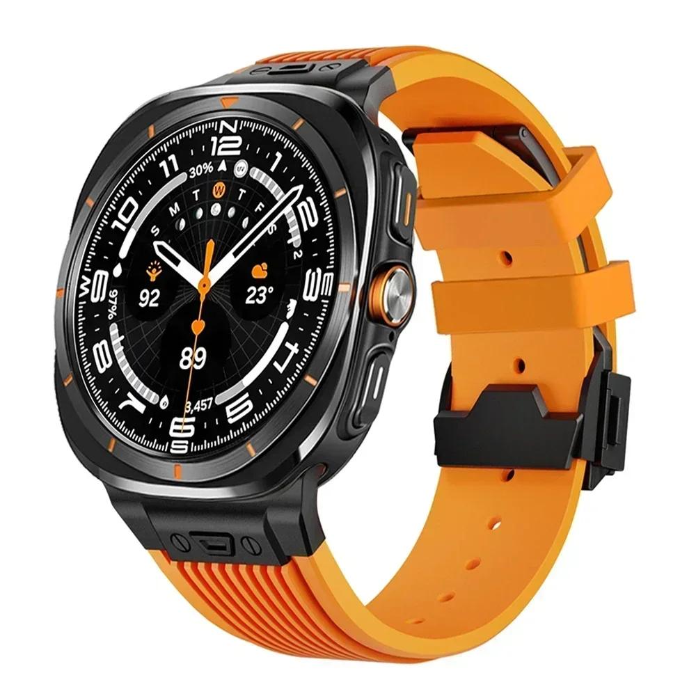 Спортивный ремешок для Samsung Galaxy Watch Ultra 2025 Пряжка из нержавеющей стали Мужской роскошный ремешок для Samsung Galaxy Watch 7 Ultra 47 мм Ремешок