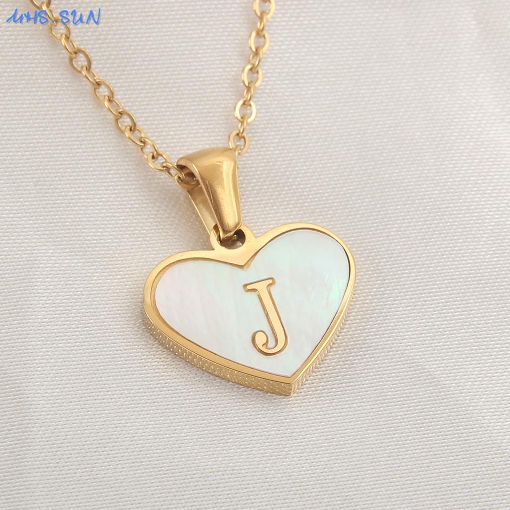 MHS.SUN Stainless Steel Heart Initial Necklace for Women Girls Gold Plated A-Z 26 Letter Pendant Choker Jewelry Birthday Gifts