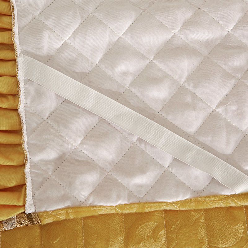 3 шт. Кружевная стеганая юбка для кровати из кристального бархата Трехпредметный набор для осенне-зимнего тепла Коралловый флис Покрывало на кровать Утолщенный флис Покрывало на кровать