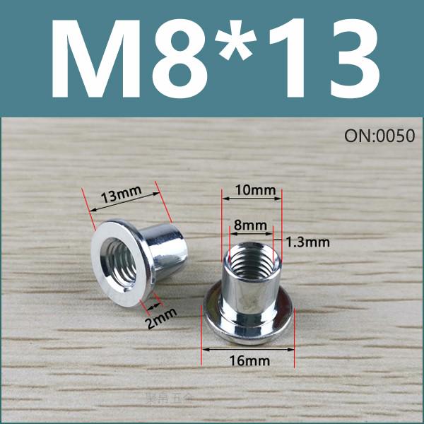 Thickened Welded T-Nut, Cold Heading Iron Plate, Round Imperial Fine Thread, Natural Color, Sizes M6/M8/M10.