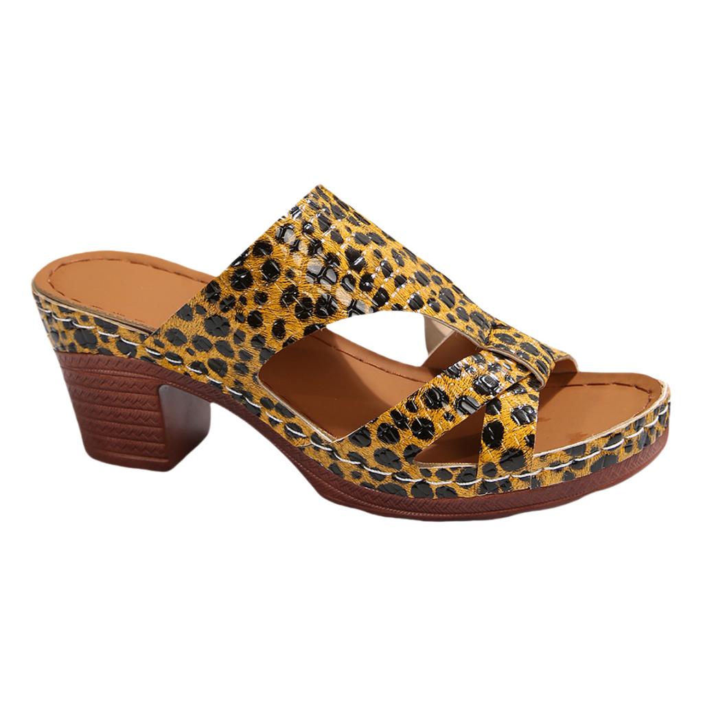 Мода Мода Леопардовые Туфли-шлепанцы с вырезами Женские 2025 Лето Туфли на высоком каблуке Женские Сексуальные Дизайнерские С перекрестной шнуровкой Круглый носок Женские