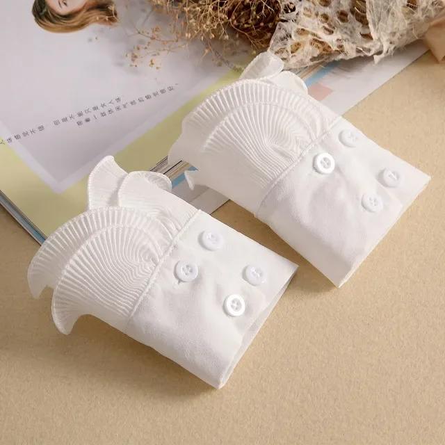 Women Detachable Sleeve Fake Cuffs Female Lace Thin Pleated Flare Sleeve False Cuffs Ruffles Wristband Decorative Accessory
