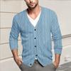 Мужская повседневная однобортная модная куртка-кардиган с длинными рукавами на пуговицах