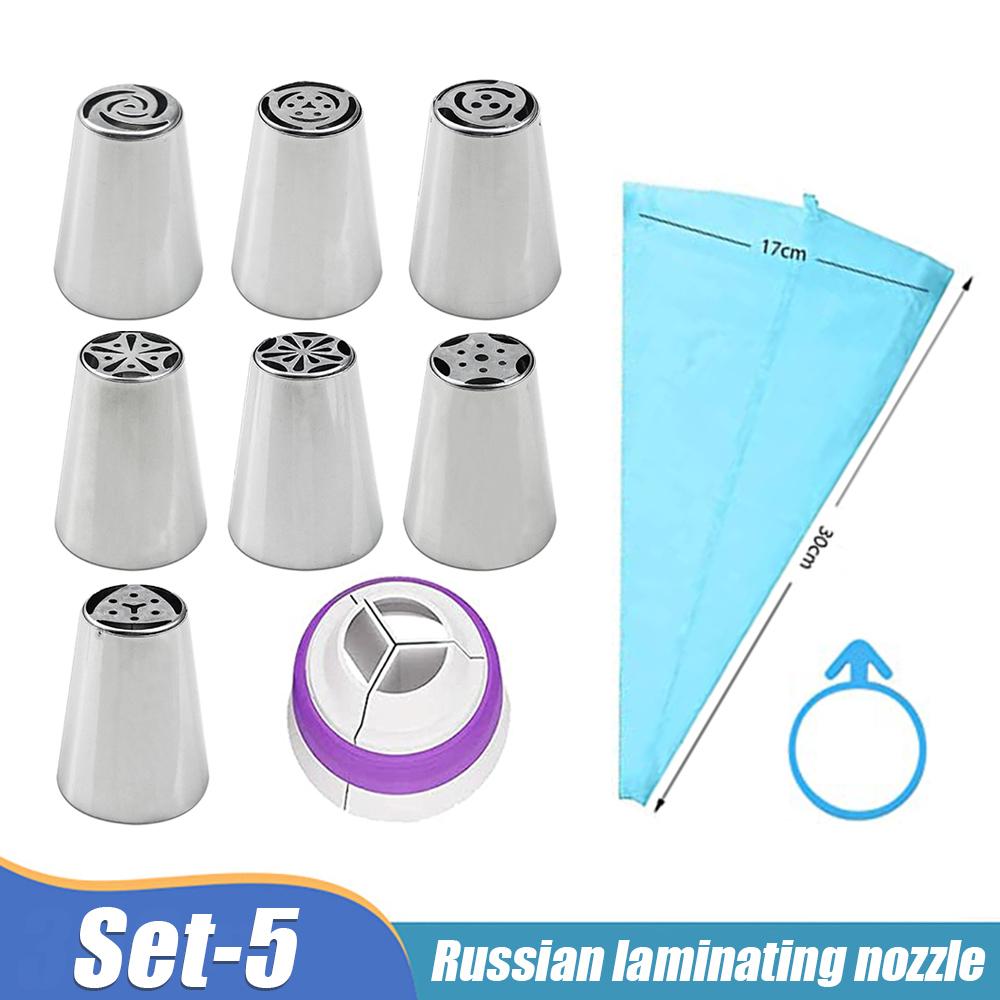 Laminating Nozzle Set Pastry Bag Icing Piping Cream Reusable Pastry Bags With Stainless Nozzle Cake Decorating Kitchen Tools