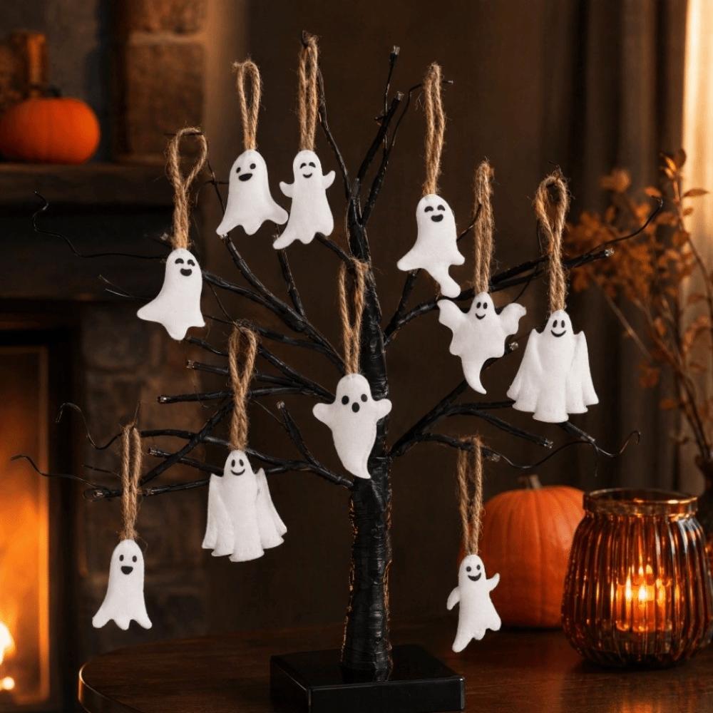 24PCS Hangable Halloween Ghost Hanging Decoration Ghost Felt Pendant Halloween Home Festival Decor