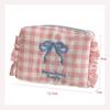 Large Capacity Travel Toiletry Bag Ruffle Edge Checkered Coin Purse Portable Women Cosmetic Bag