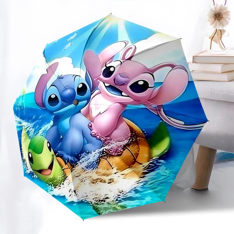Stitch, Lilo Themed Automatic Opening and Closing Umbrella, Brightly Colored 8-rib Portable Umbrella, Suitable for Men and Women, A Perfect