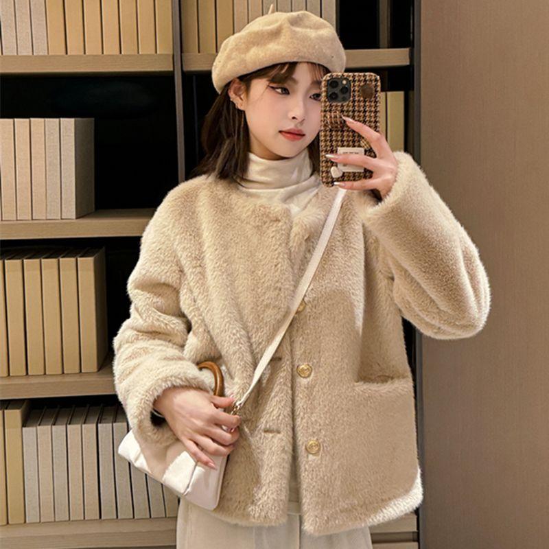 Роскошное зимнее толстое пальто из искусственного меха для женщин, экологичная дубленка, модная верхняя одежда