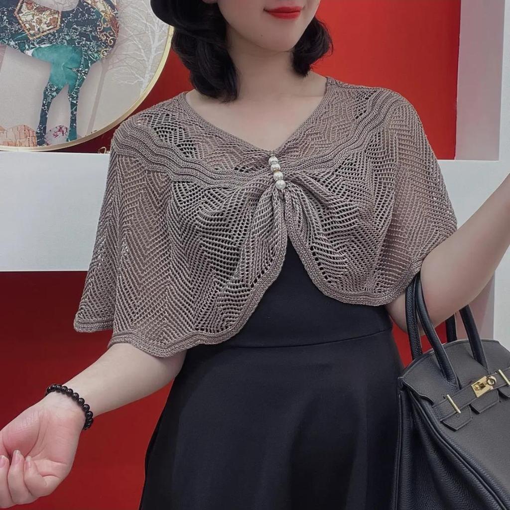 Женская летняя вязаная шаль от солнца - Легкая, стройнящая, верхняя одежда для защиты шеи