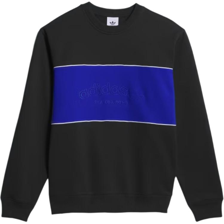 adidas Unisex Arched Logo Crewneck Sweatshirt Black Royal Blue White Unisex IY1623
