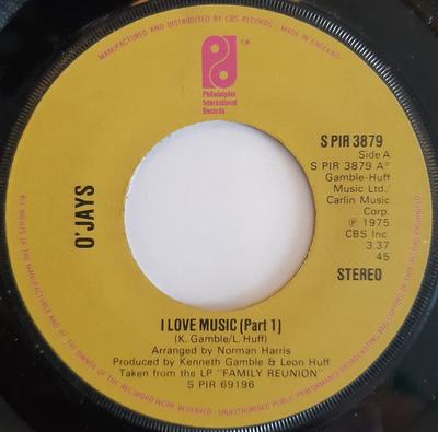 7-дюймовая пластинка O'JAYS - I Love Music SPIR3879 Филадельфия 1976 Великобритания Соул/Фанк Б/У
