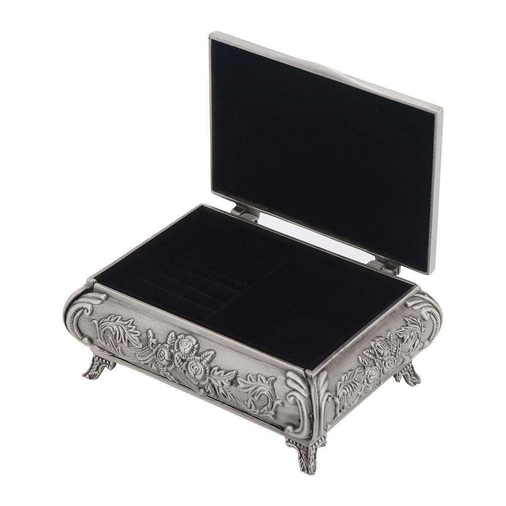 Vintage Flower Carved Zinc Alloy Jewelry Box Case Jewelry Decorative Box for Women Jewelry Storage Home Decor