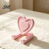 Cream Style Desk Organizer Minimalist Heart Shaped Phone Tablet Stand, 3D Printed Cute Desktop Holder, DIY Stable Smartphone Cradle Blank Decorative