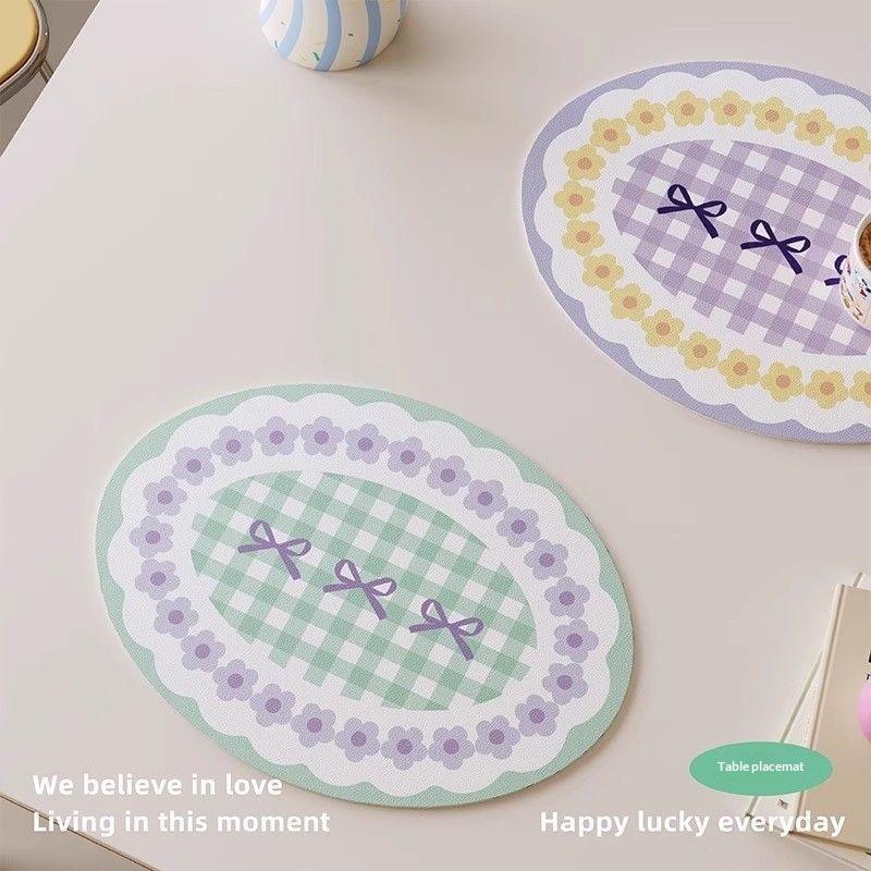 Dining Table Mat Oval 1Pcs PU Leather with Heat Resistance for Modern Aesthetic