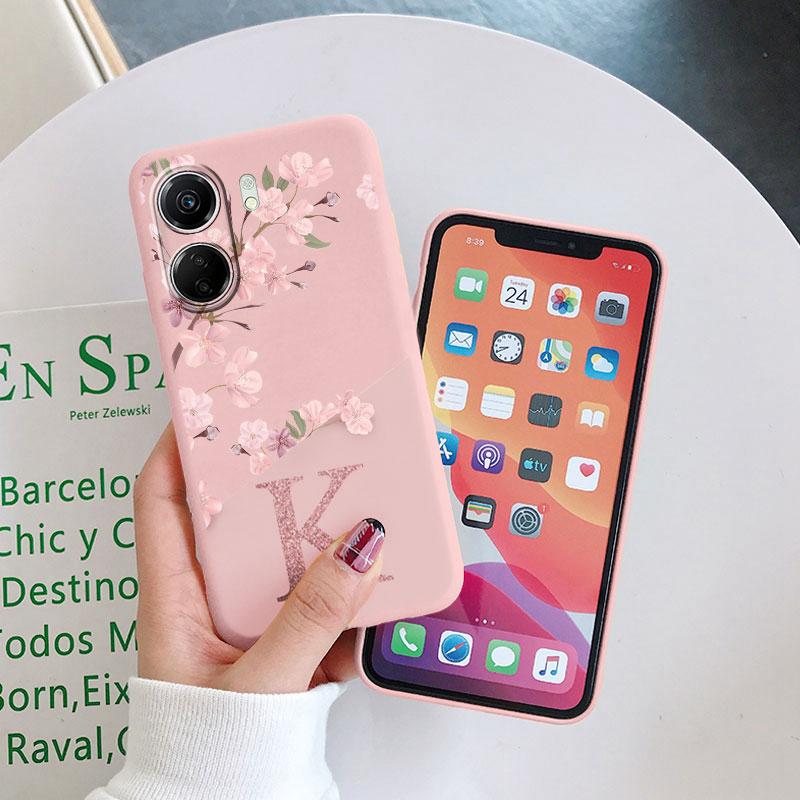 Чехол для Redmi 13C Милые Цветы Буквы Ударопрочный Мягкий Силиконовый Защитный Чехол Для Xiaomi Redmi 13C Чехлы Для Телефона Redmi13C Funda