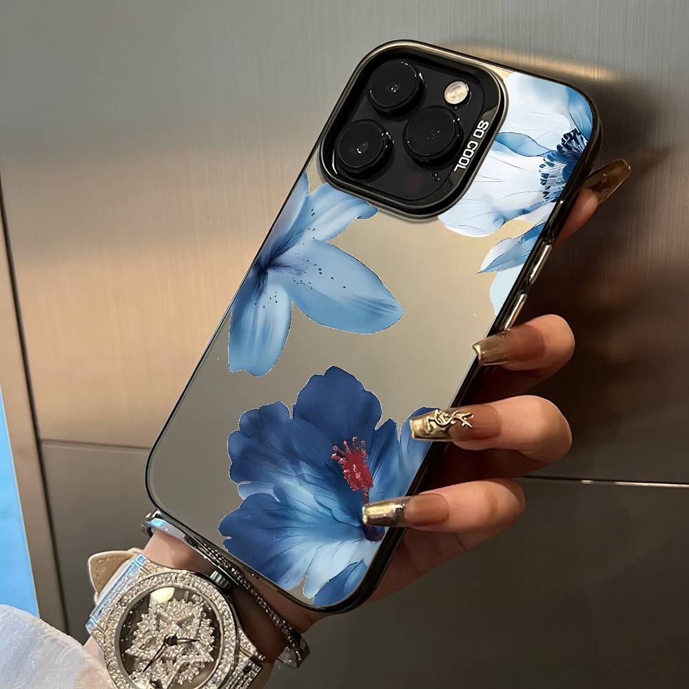 Красивые цветы Чехол для телефона Для iPhone 17,16,15,14,13,12,11 Plus Pro Max Цветной Серебряный Чехол для телефона