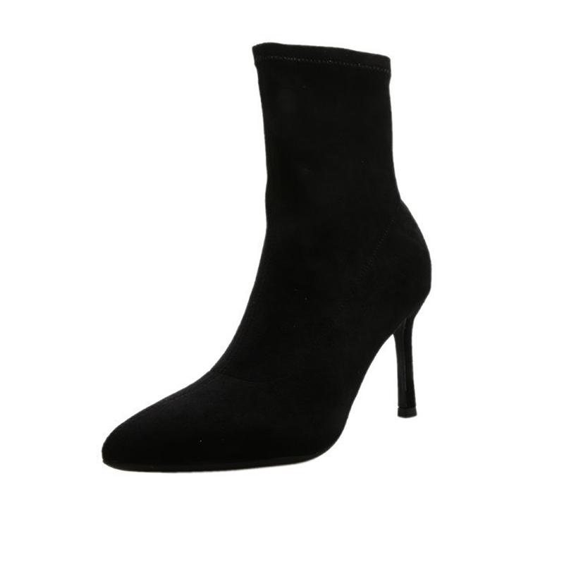 Модные замшевые женские ботильоны с острым носком на высоком каблуке, сексуальные туфли для женщин, тренд 2024 года, вечерние ботинки челси, новые зимние туфли-лодочки Mujer Botas