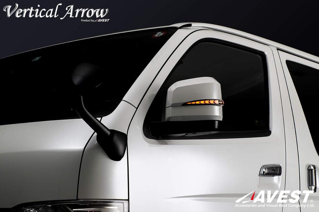 AVEST VerticalArrow Flowing Door Mirrors and Turn Signal Lenses for Toyota Hiace 200 Series in Bronze Gold Paint Color 070 (6th Generation)