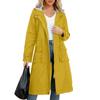 Women's Solid Colored Hooded Long Sleeved Trench Coat With Striped And Straight Tube Jacket