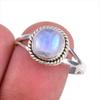 Натуральный Радужный Лунный Камень Драгоценный Камень 925 Проба Цельное Серебро Ювелирное Кольцо Размер 10 r3I25