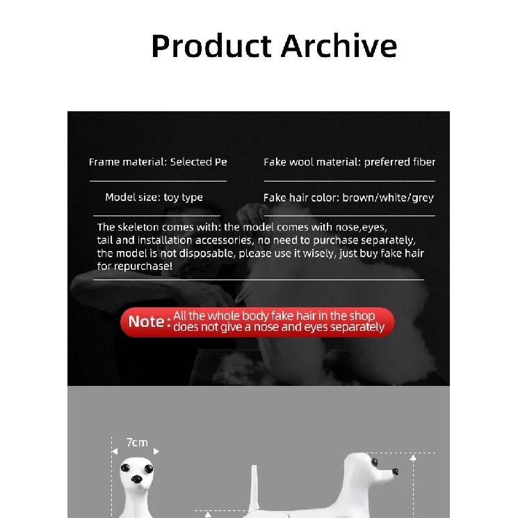 Standard Bichon Pet Simulation Model Dog for Grooming Practice Fake Hair Trim And Style Must Be Used with Skeleton Model