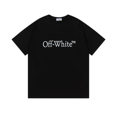 Off-White Весна/Лето 2025 Новые футболки с круглым вырезом, с капюшоном, с коротким рукавом, с принтом в виде крупных букв, для мужчин и женщин