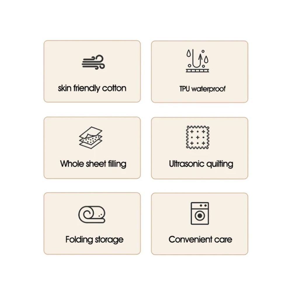 HOMZY Водонепроницаемый наматрасник с резинкой, стеганый защитный пад, покрывало, зимний чехол для матраса