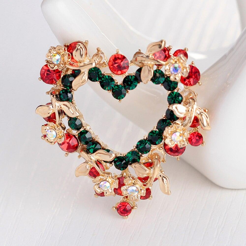Blucome Beauty Christmas Wreath Brooch for Women Men Scarf Suit Hijiab Pins New Year Gift