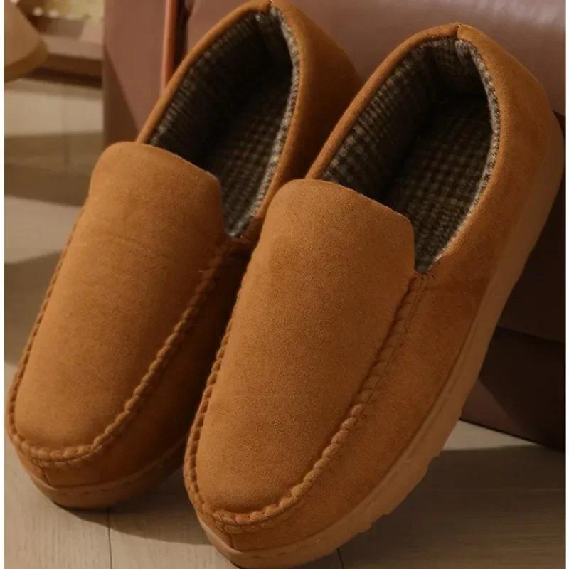 Хлопковые тапочки мужские зимние плюшевые тапочки домашние нескользящие удобные мягкие тапочки на толстой подошве из хлопка