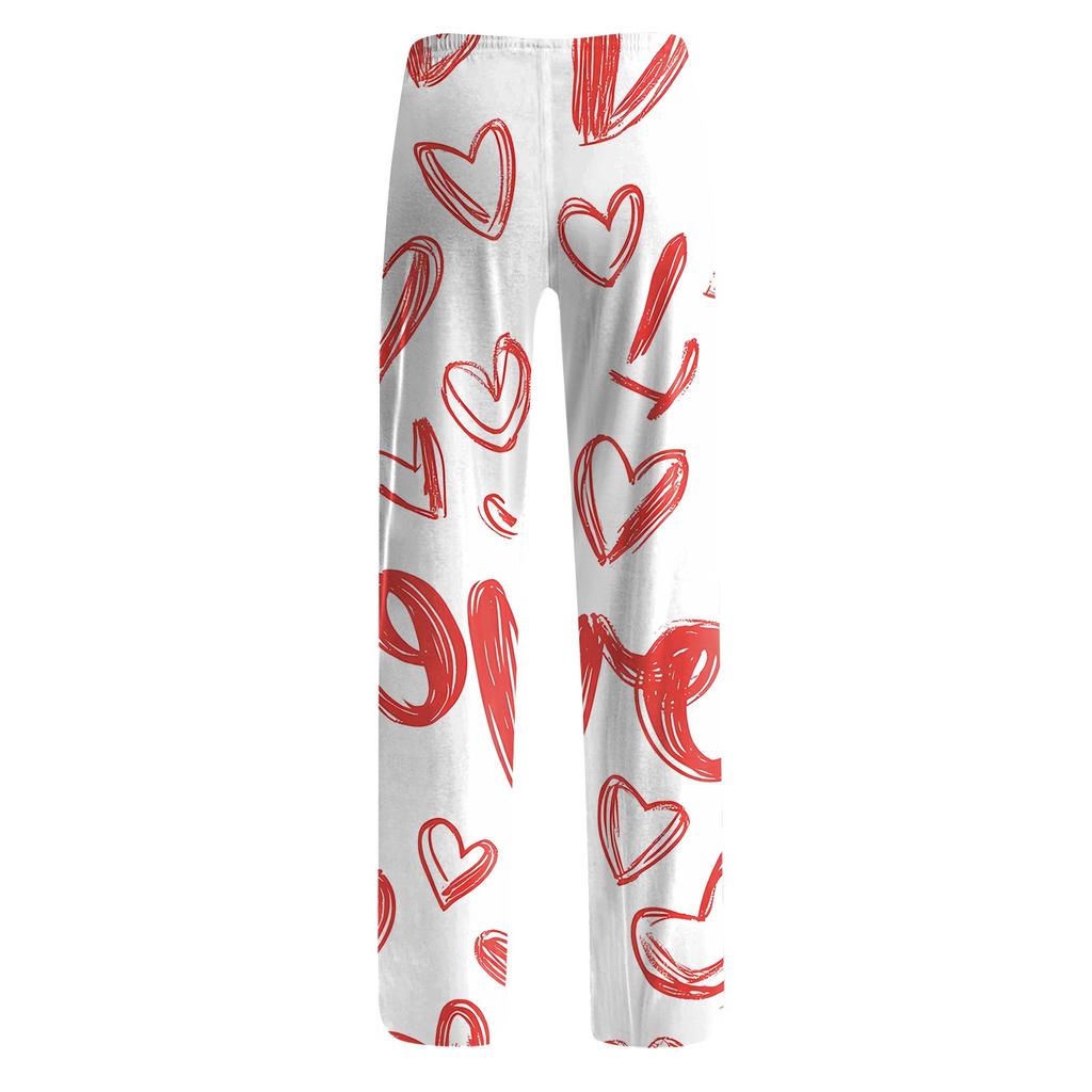 Женские модные свободные повседневные брюки с принтом ко Дню святого Валентина
