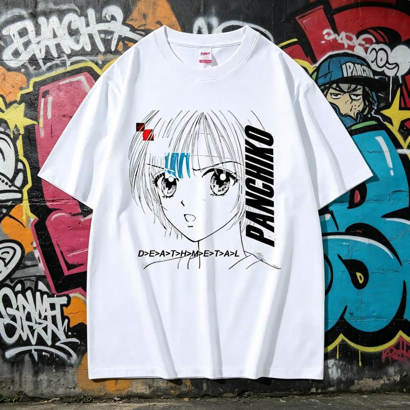 Dethmetal Panchiko Аниме Графическая Футболка Унисекс Унисекс Винтажная Унисексга Короткий Рукав Y2k Японский Мультфильм Уличная Одежда Унисекс Повседневная Футболка