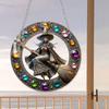 Magic Gem Witch Cartoon Character Stained Glass Acrylic Disc with Chain Pendant Outdoor Decoration