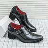 Fashion Fashion Black Buckle Dress Shoes Man Comfortable Slip-on Luxury Leather Shoes Man High Heels Pointed-Toe Man Shoes Plus Size 46