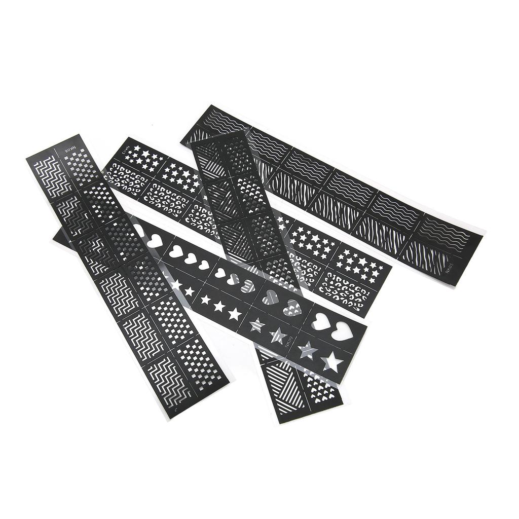 5 листов шаблонов для печати нейл-арта, разные узоры, полые наклейки для ногтей, штамповочные трафаретные пластины