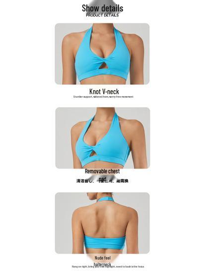 European & American Halter Sports Bra - Backless Yoga Top for Women
