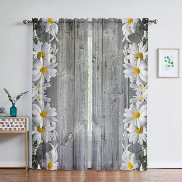 Романтические сладкие цветы и листья, винтажные прозрачные шторы из вуали с текстурой дерева для гостиной, спальни, драпировка, кухонное окно, тюлевая занавеска