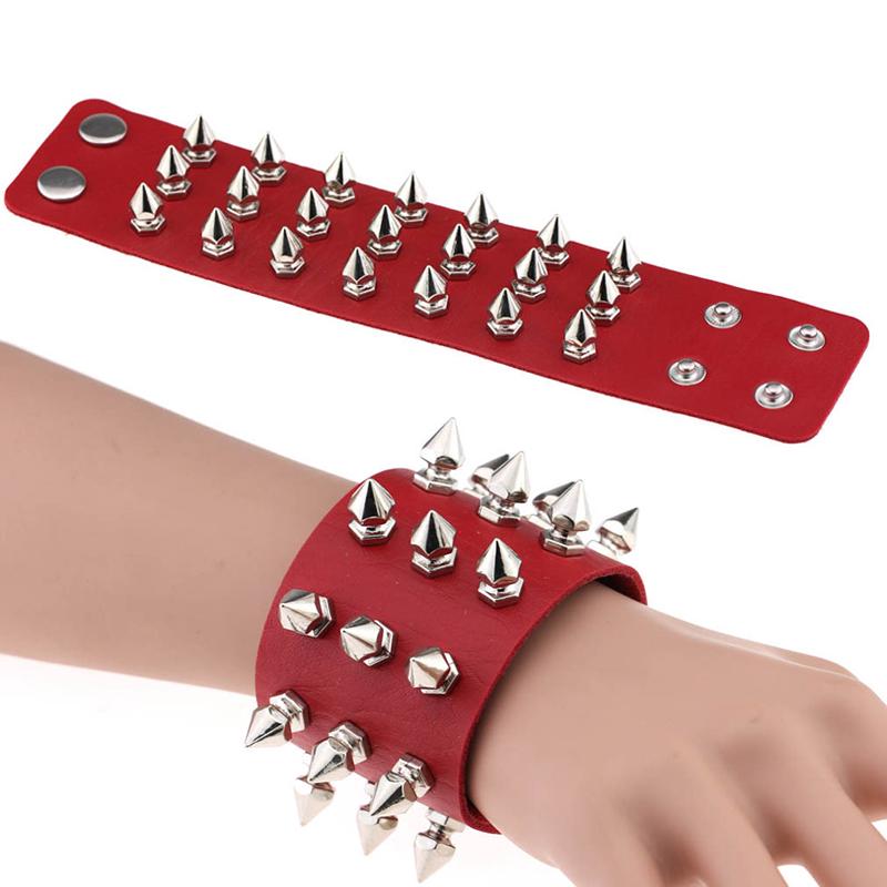 Три ряда заклепок-гвоздиков широкий манжет искусственная кожа панк готик рок браслет подарок