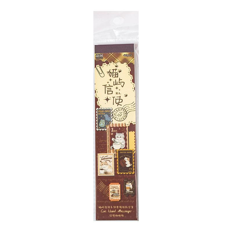 40 tickets per pack can be written as receipts stickers books Cat Island Messenger retro cute pet pattern stickers