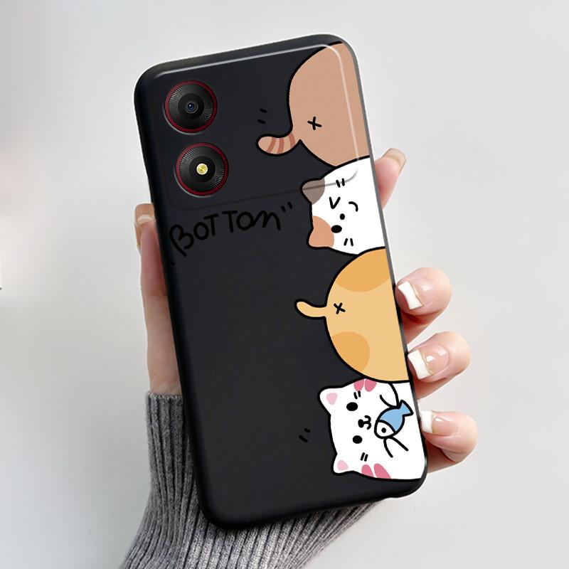 Casing For ZTE Blade A34 / A54 4G Phone Case Shell Aesthetic Cute Cat Astronaut Soft TPU Silicone Black Protective Cover Bumper