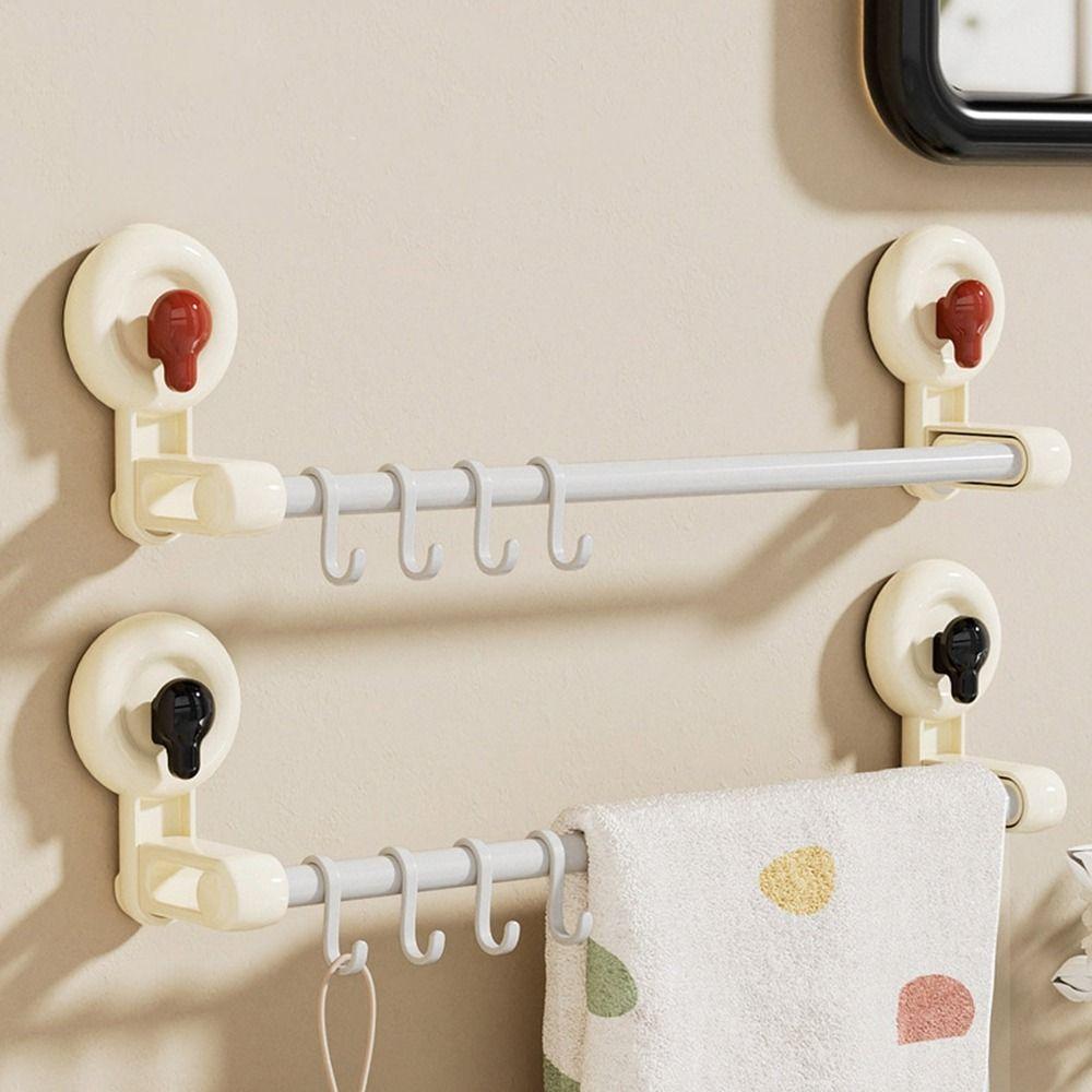 Plastic Suction Cup Towel Rack Punch Free Bath Towel Hanger Durable Single Rod Towel Rack  Toilet